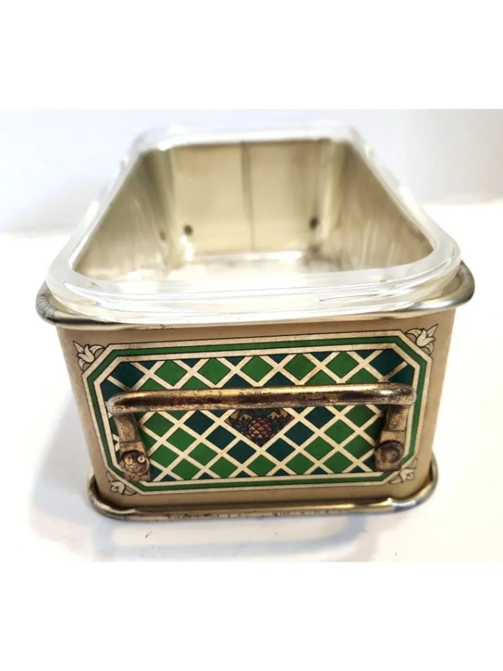 PYREX Meatloaf Baking Dish with Metal Liner Carrier Vintage Glass Loaf Pan READ